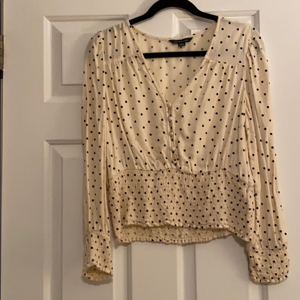 Cream and Black Polka Dot Top